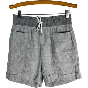 Athleta gray linen cargo preppy coastal Bermuda shorts 2